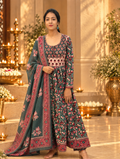 Printed Flared Dress with Pant & Dupatta 017418