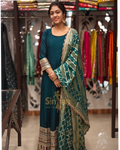 Exquisite Silk One-Piece Dress with Banarasi Dupatta 012411
