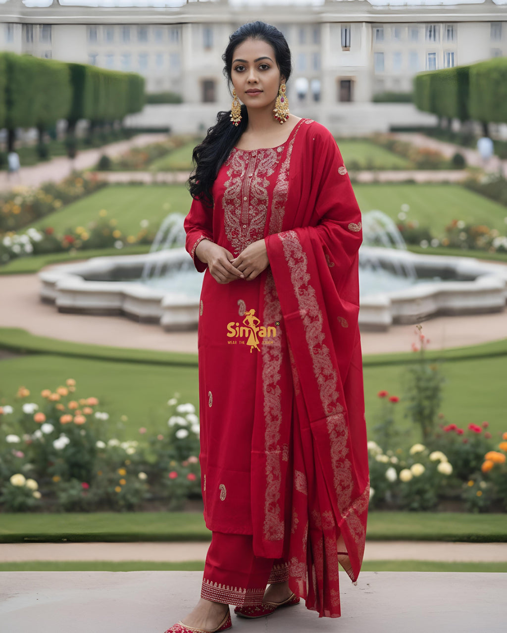 Pure Cotton Kurti Pant Dupatta Set 014957