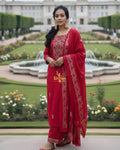 Pure Cotton Kurti Pant Dupatta Set 014957
