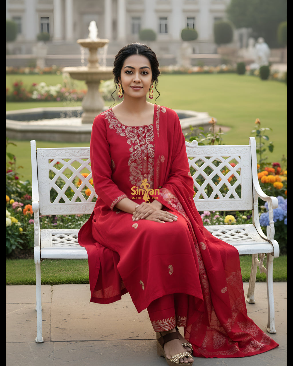Pure Cotton Kurti Pant Dupatta Set 014957
