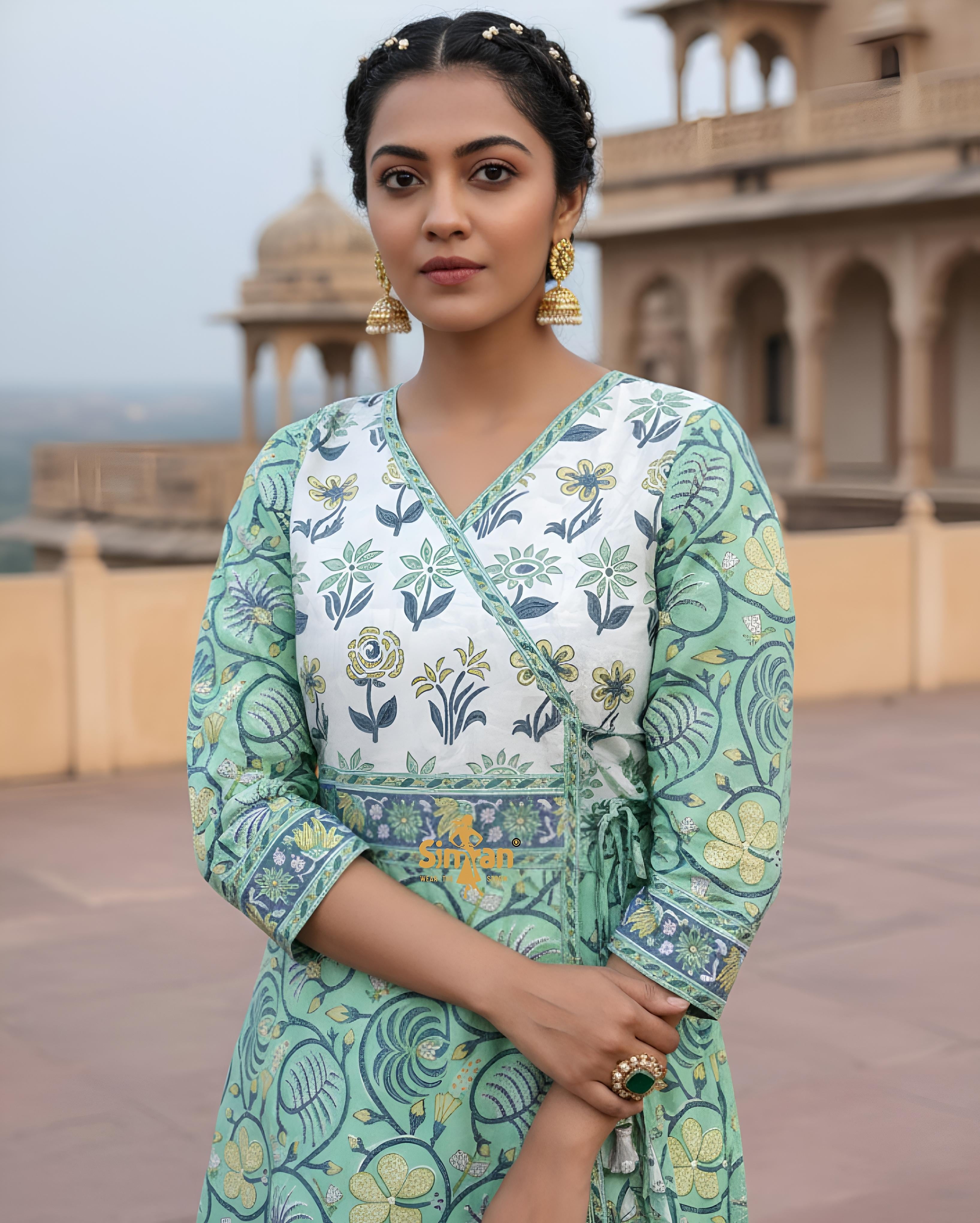 Pure Cotton Printed Kurti Pant Set with Doria Dupatta 014932