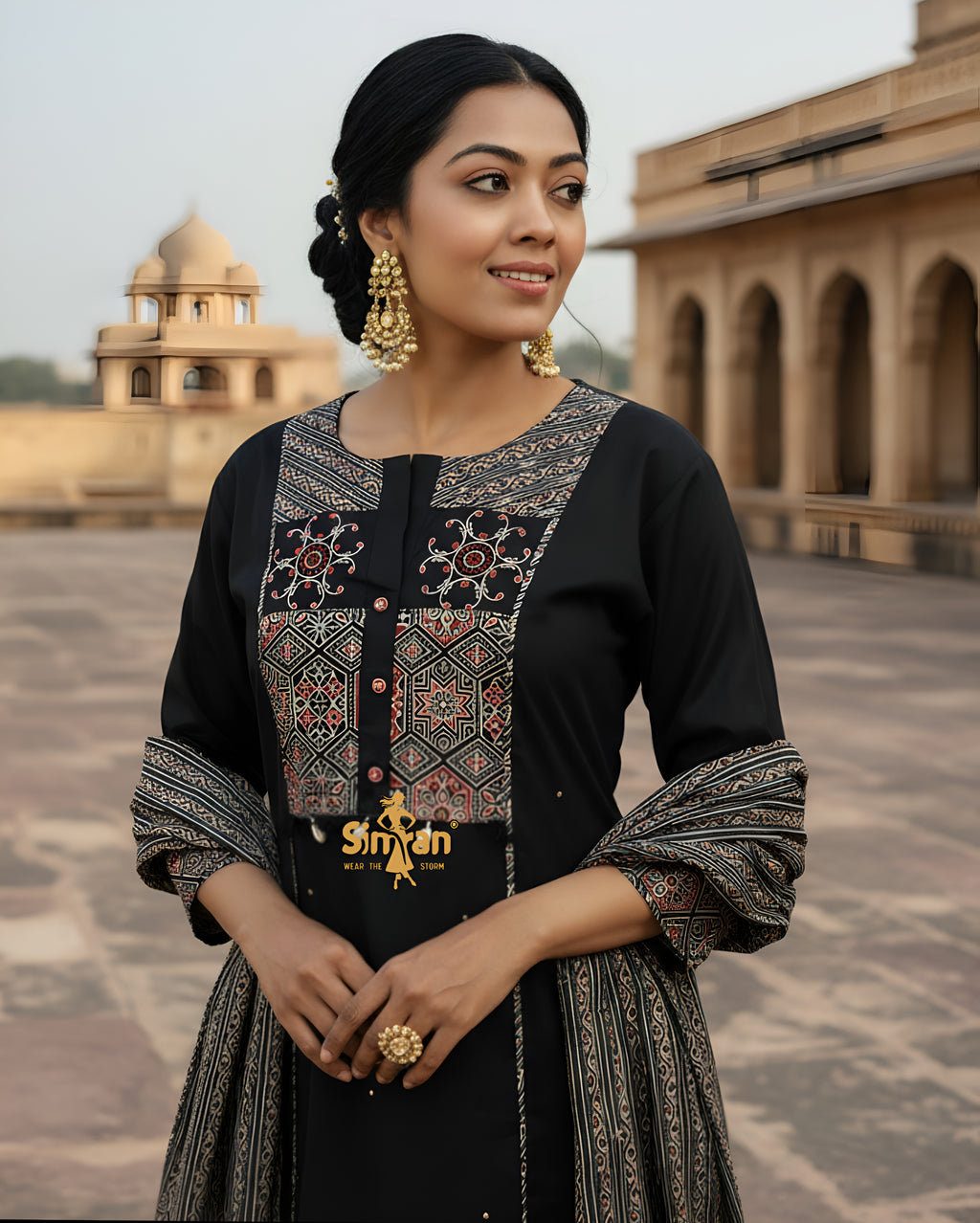 Pure Cotton Kurti Pant Set with Printed Dupatta 014928