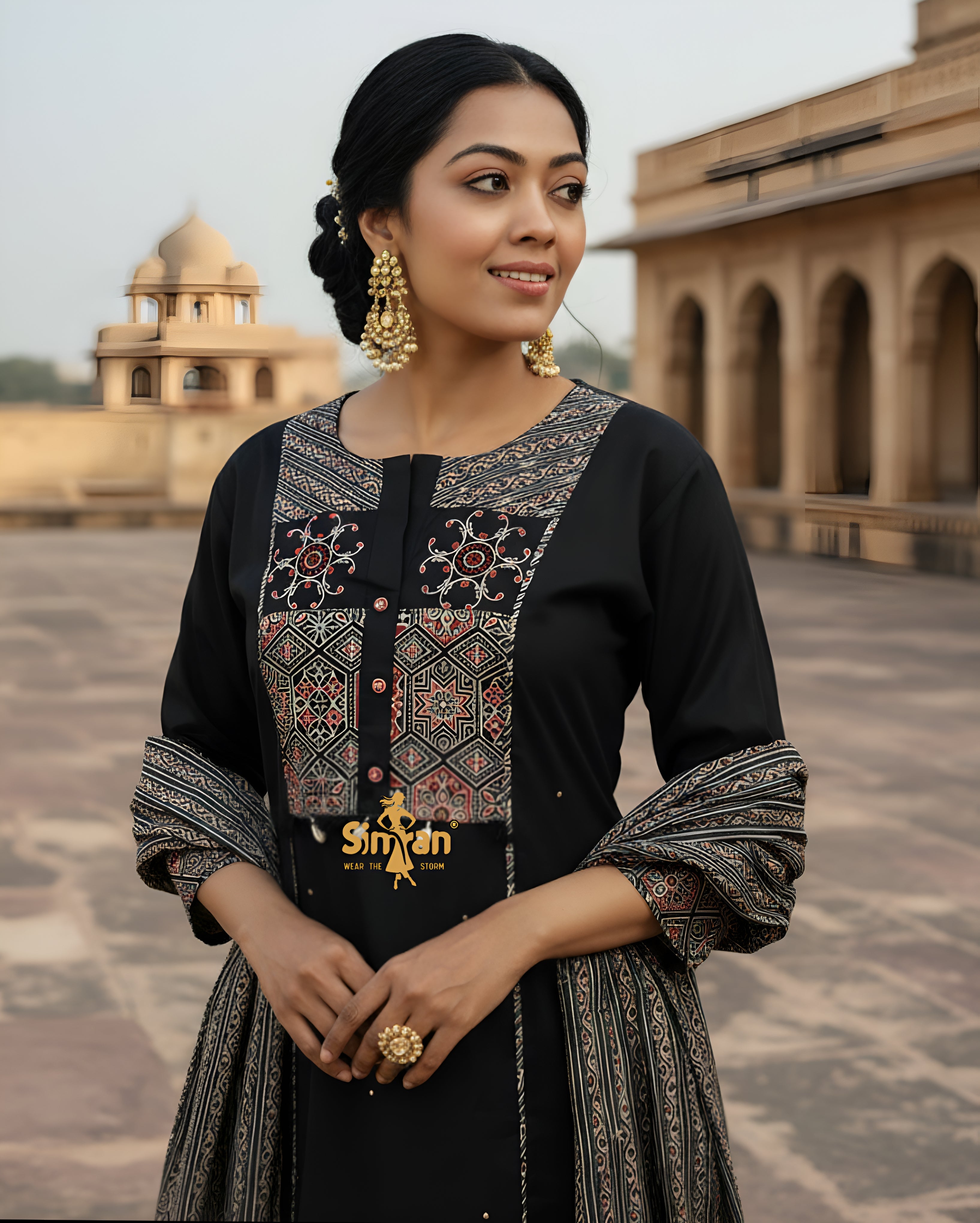 Pure Cotton Kurti Pant Set with Printed Dupatta 014928