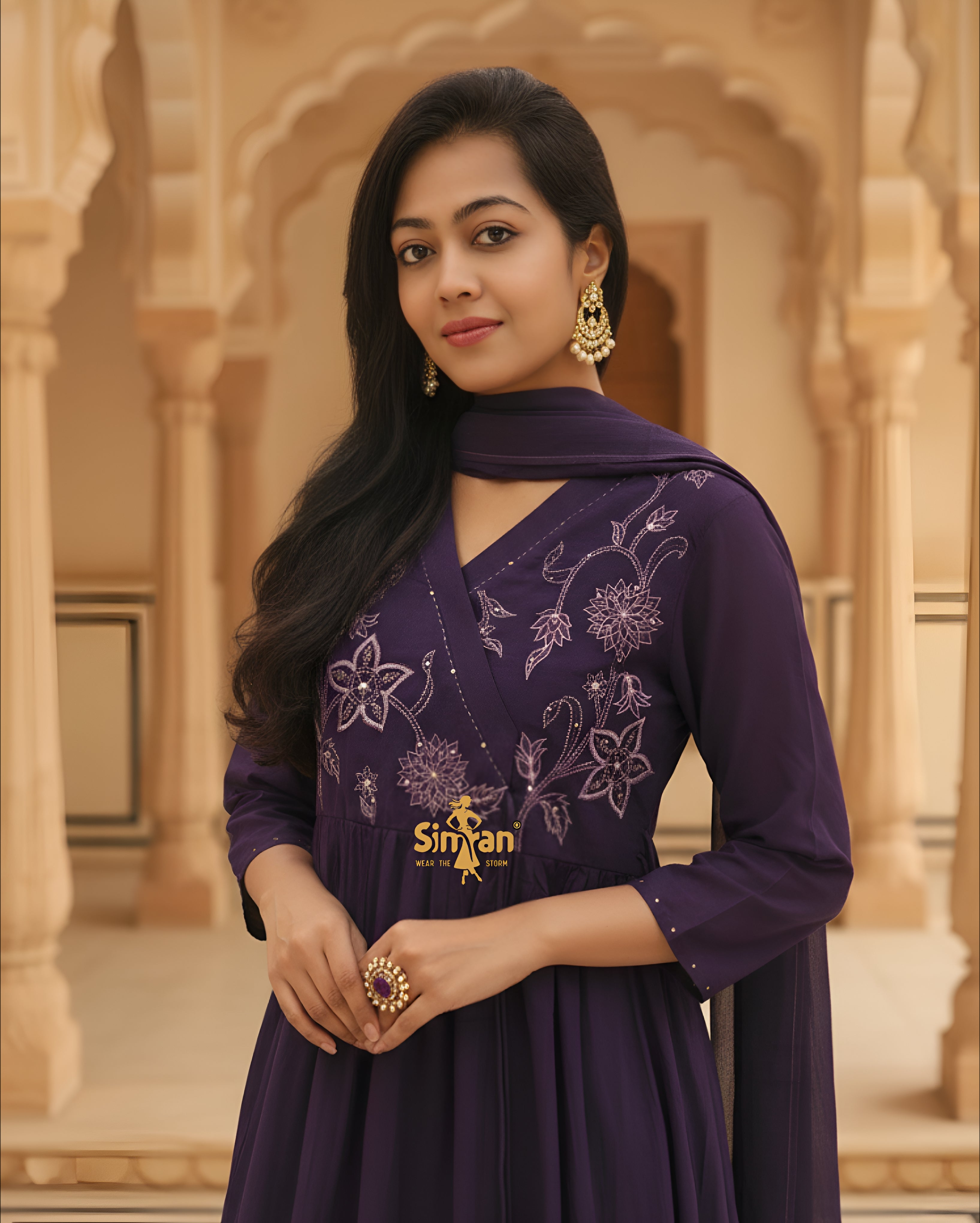 Pure Cotton Flared Kurti Pant Dupatta Set 014939