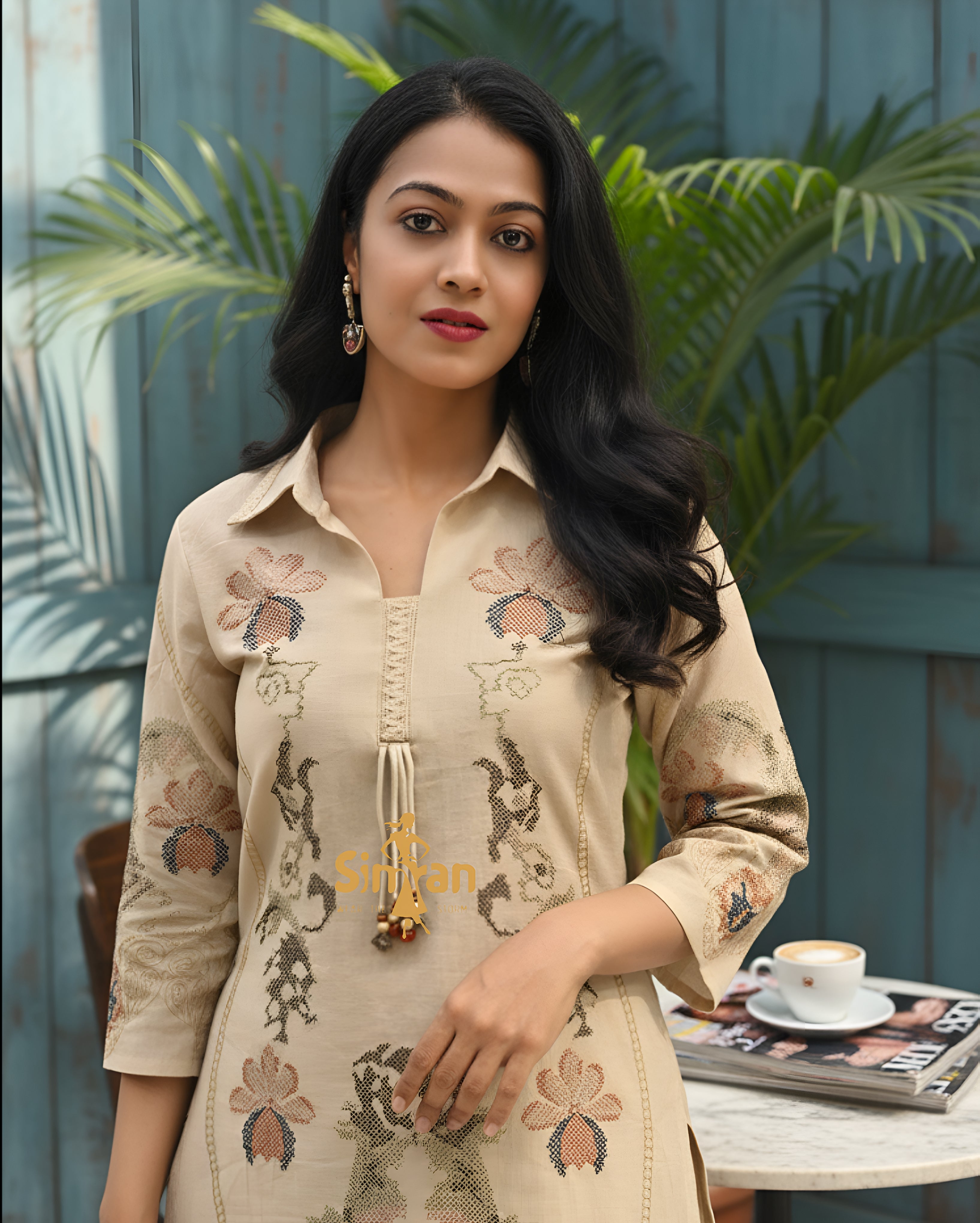 Elegant Embroidered Kurti Pant Dupatta Set 015410