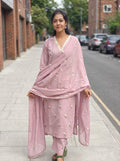 Mulmul Cotton Embroidered Dress Set 016529