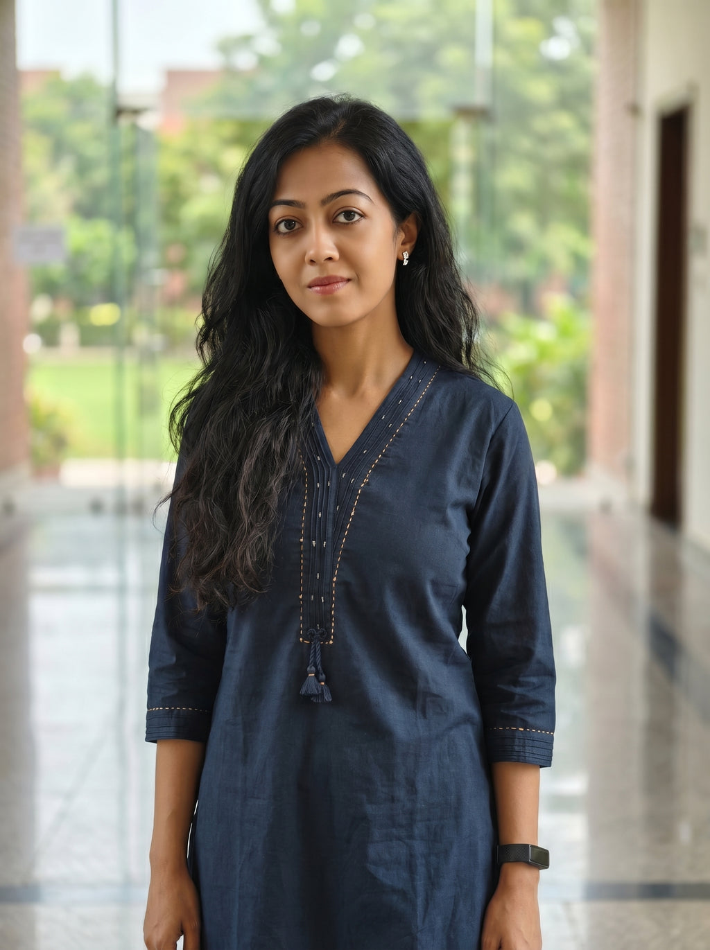 Linen Cotton Kurti with Katha Work 015714