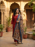 Straight Cotton Kurti Pant Dupatta Set 016001