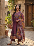 Premium Flared Cotton Kurti Pant Dupatta Set 015998