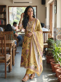 Premium Flared Mulmul Cotton Kurti Pant Dupatta Set 016045