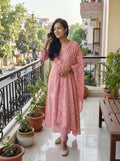 Premium Mulmul Cotton Embroidered Kurti Pant Dupatta Set 016022