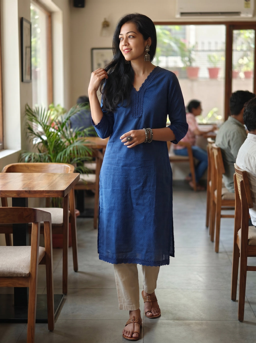 Pure Cotton Self-Work Kurti 016051