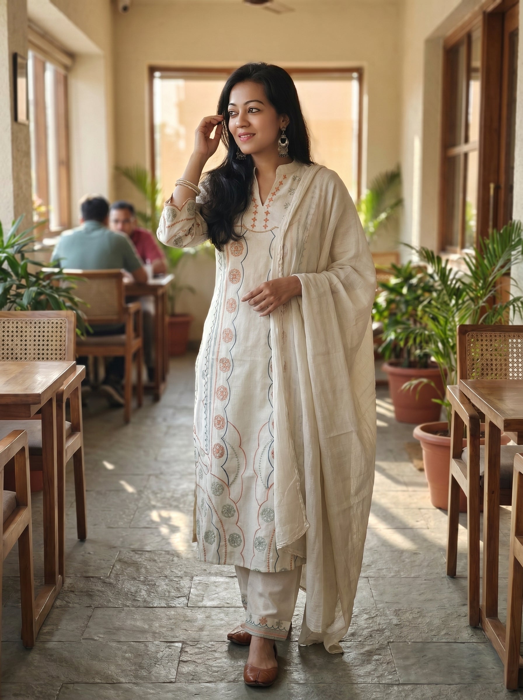 Linen Cotton Kurti Pant Dupatta Set – Effortless Elegance in Every Thread 016011