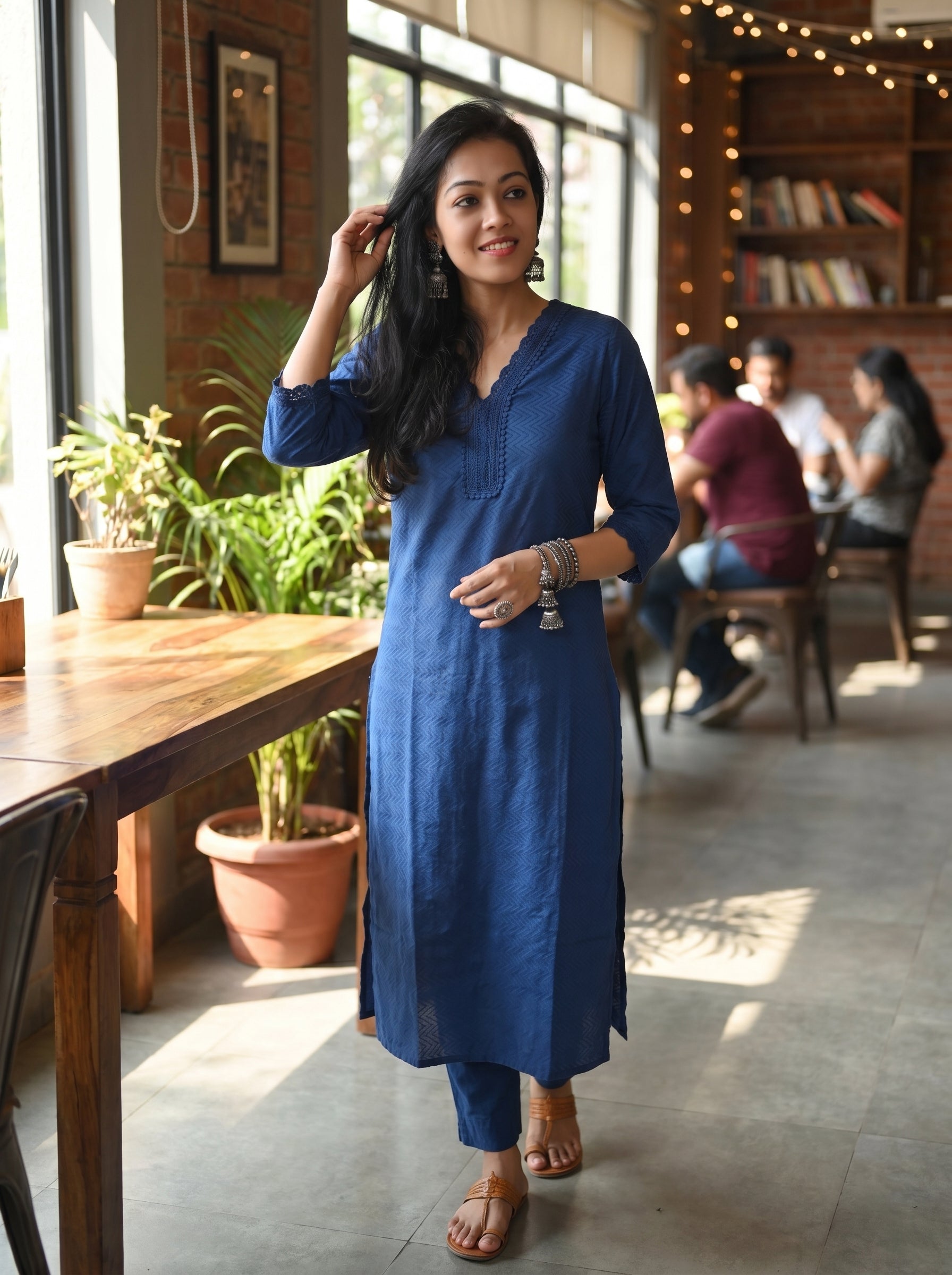 Pure Cotton Self-Work Kurti 016051