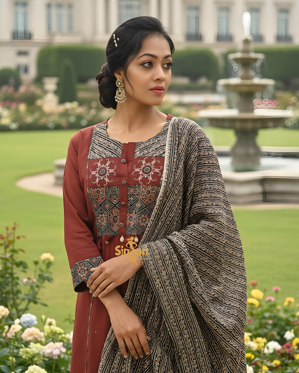 Pure Cotton Kurti Pant Dupatta Set 014930