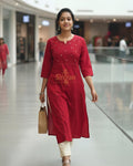 Linen Cotton Straight Kurti 014767