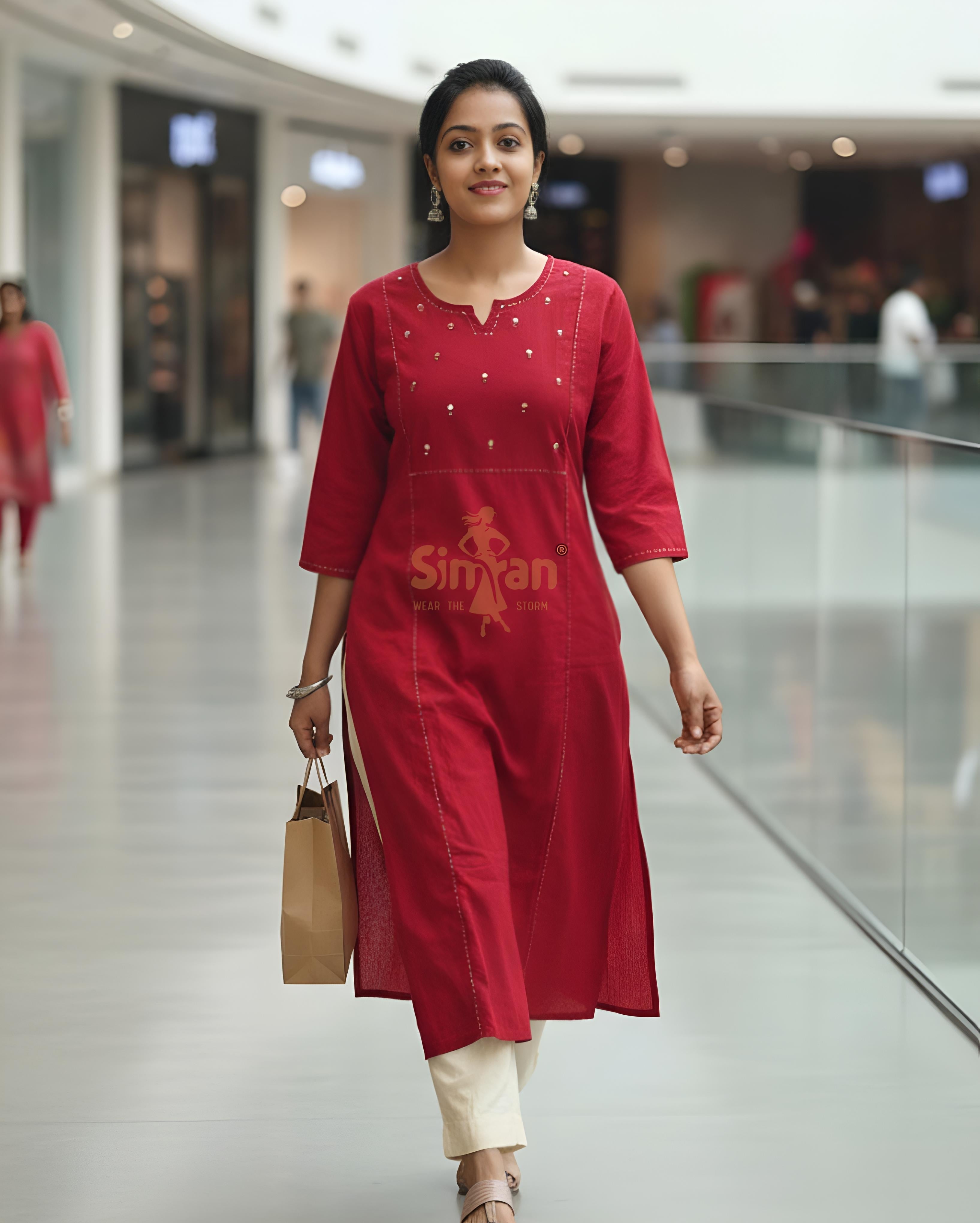 Linen Cotton Straight Kurti 014767
