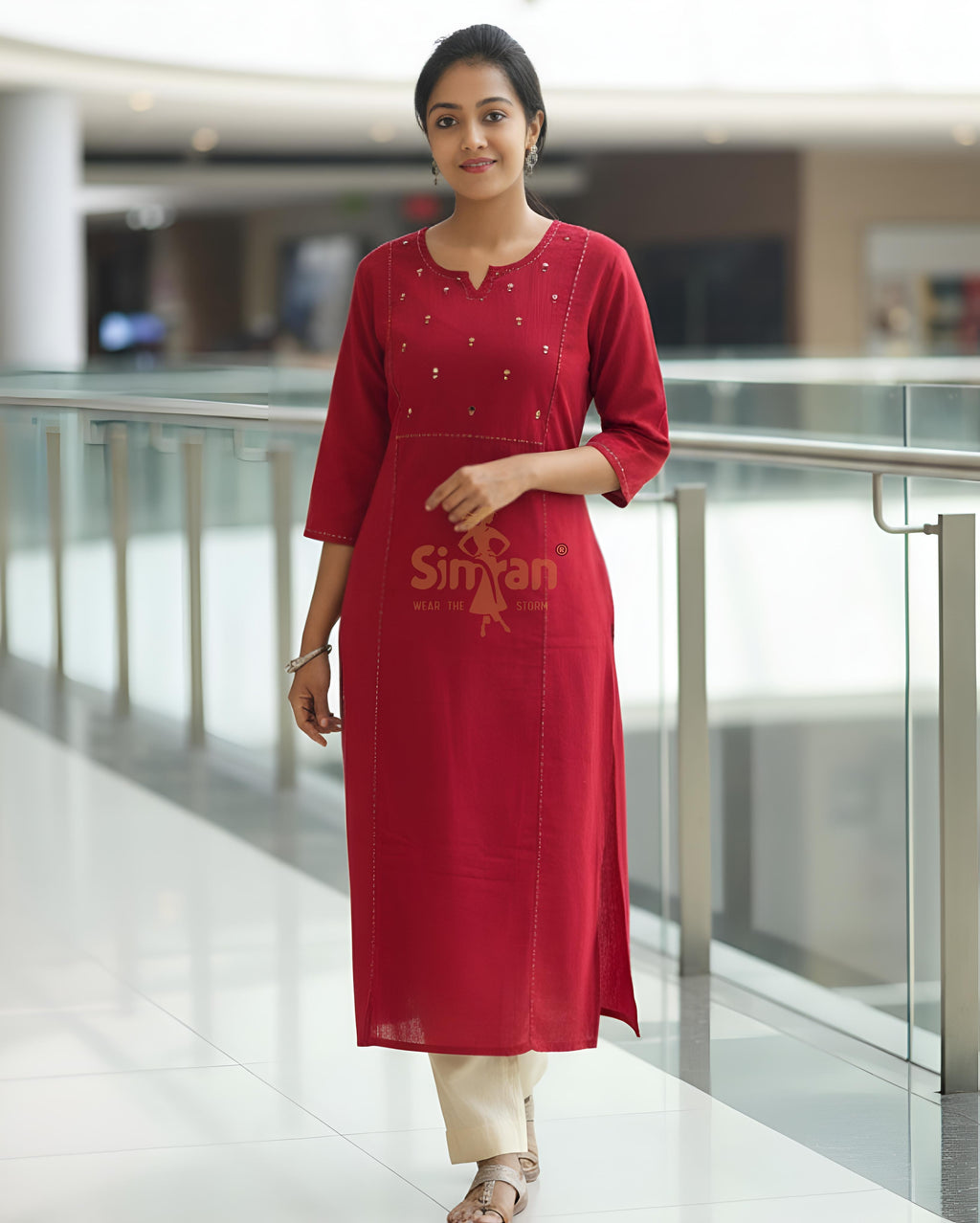 Linen Cotton Straight Kurti 014767