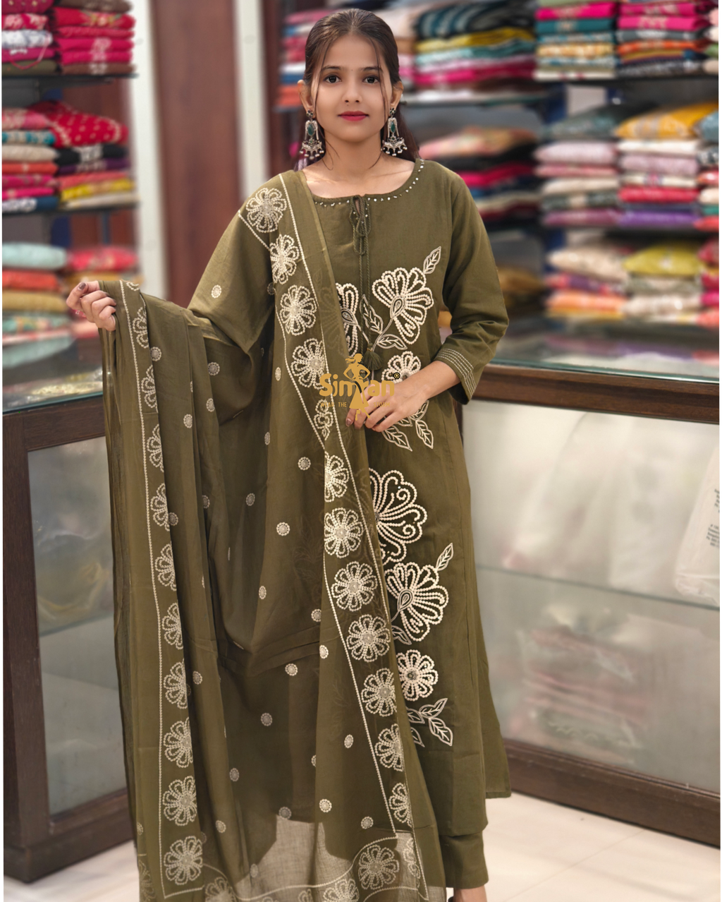 Pure Cotton  Kurti Pant Dupatta Set 014365
