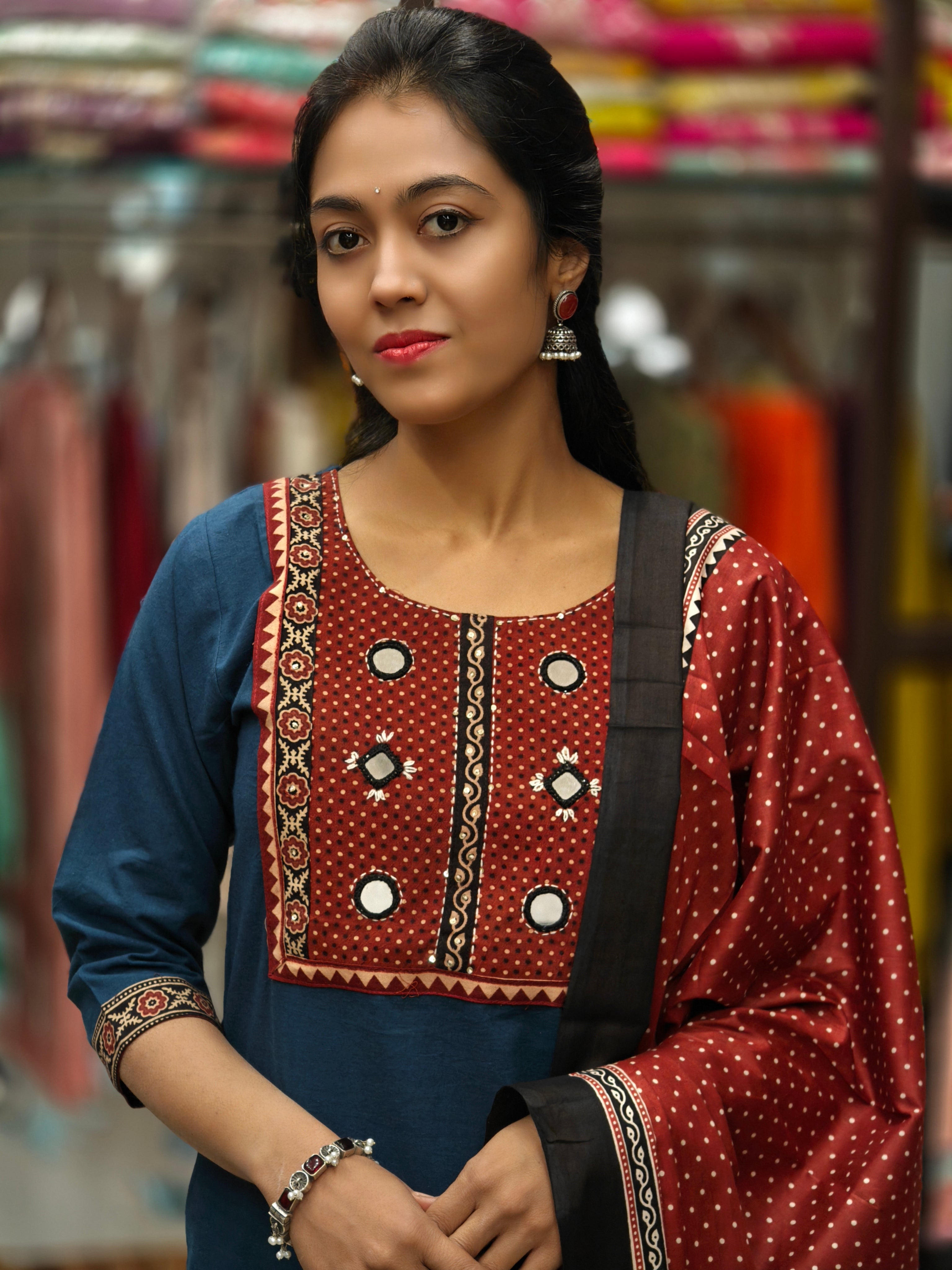 Pure Cotton Kurti Pant Dupatta Set 012216
