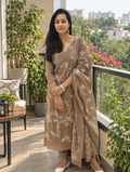 Pure Mulmul Cotton Embroidered Kurti Pant Dupatta Set