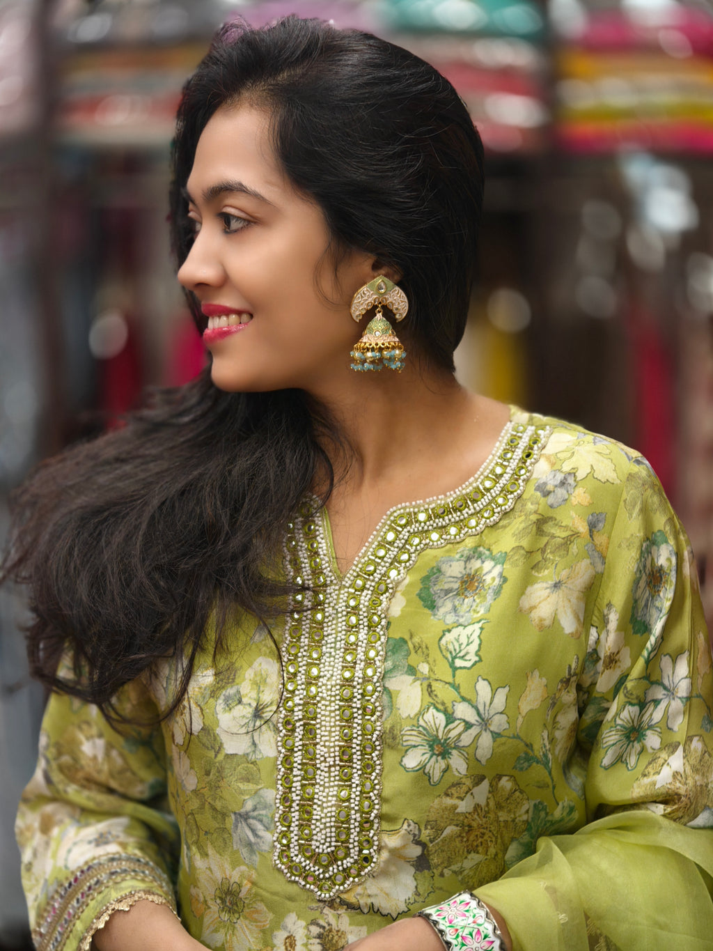 Silk Mid-Length Top with plazo 012409