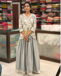 Silk Flared One-Piece Kurti with Embroidered Shrug 014654