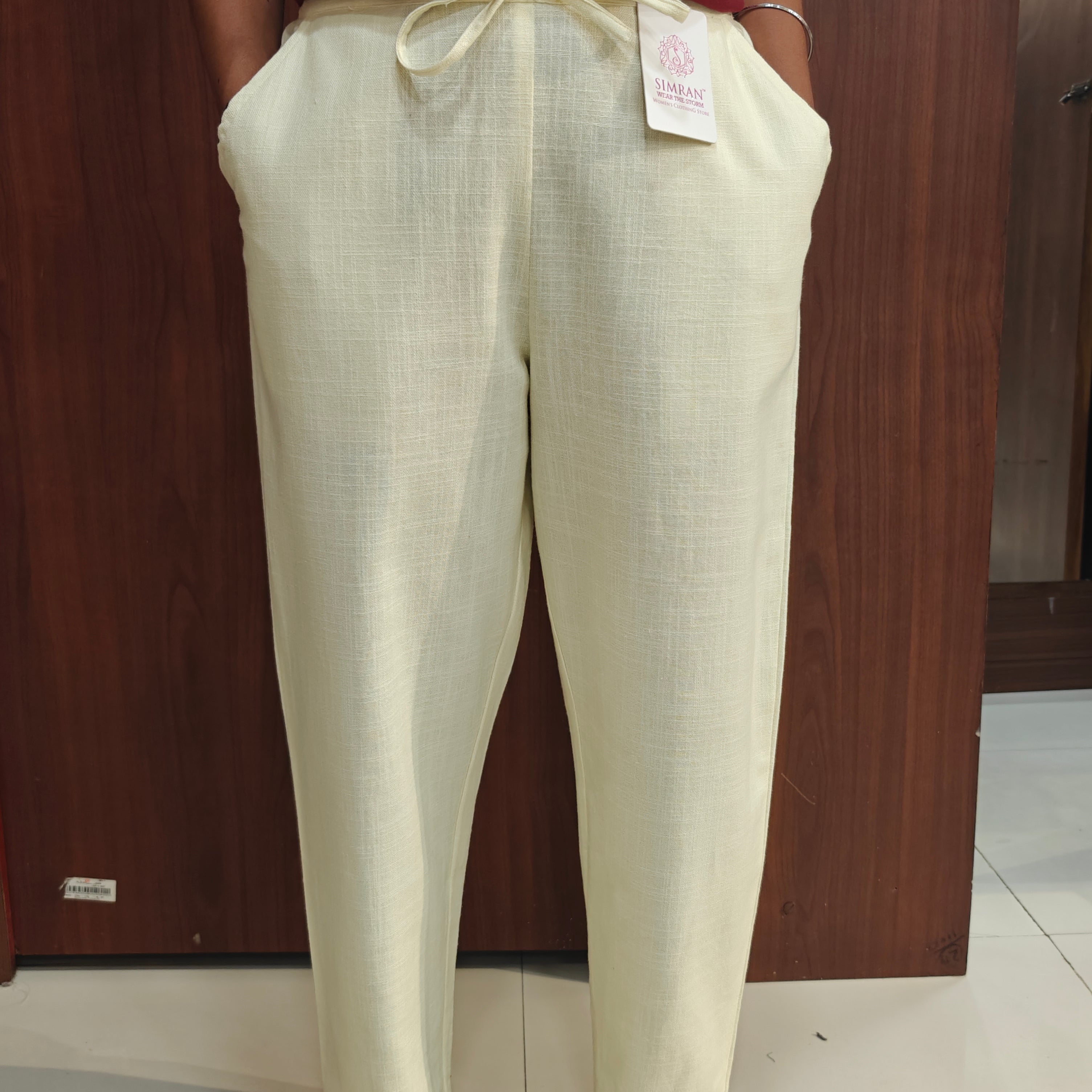 Linen Cotton Pants Light Yellow 011602