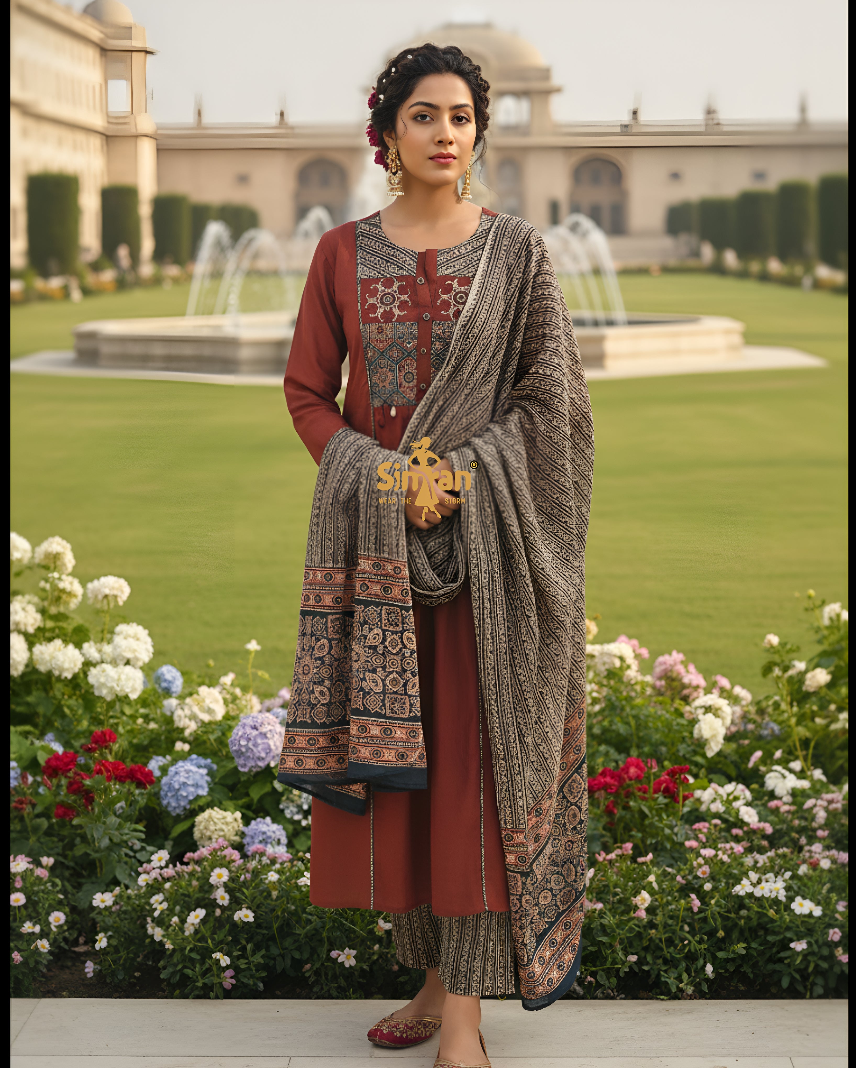 Pure Cotton Kurti Pant Dupatta Set 014930