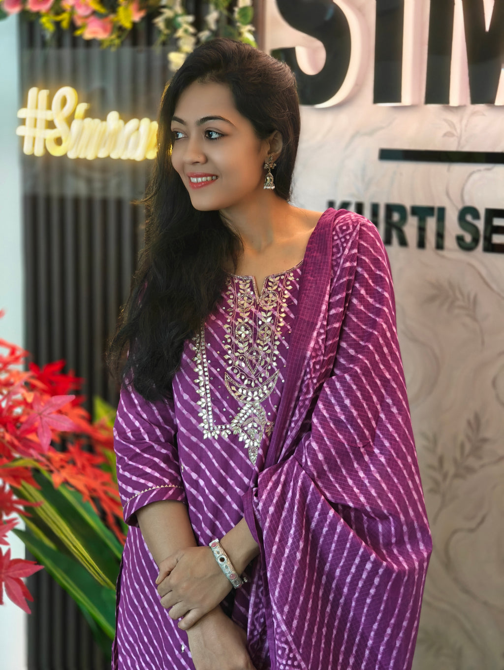 Pure Cotton Straight Kurti Pant Dupatta Set – Elegant Lehriya Collection 016433