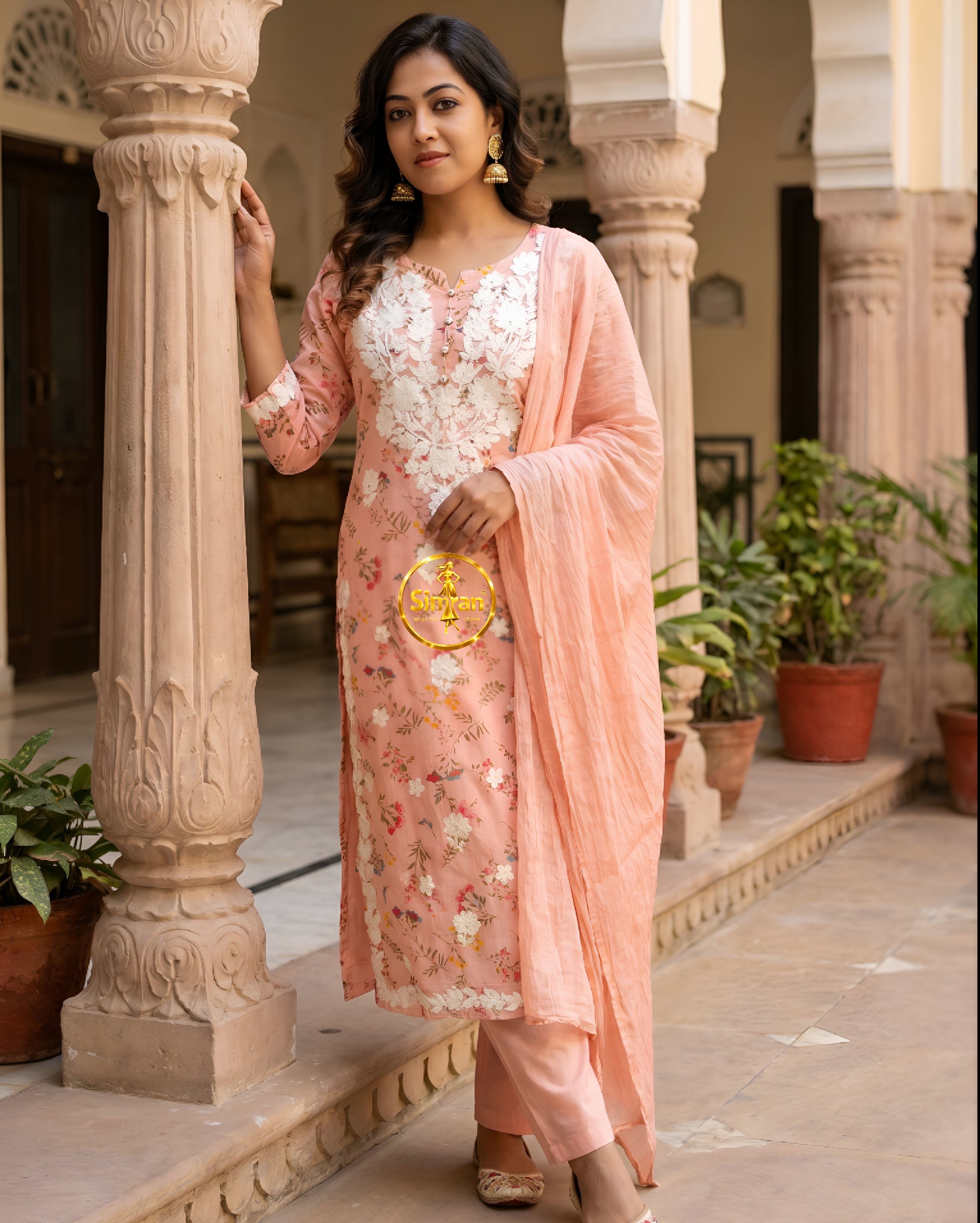 Mulmul Cotton Kurti Pant Dupatta Set 016020