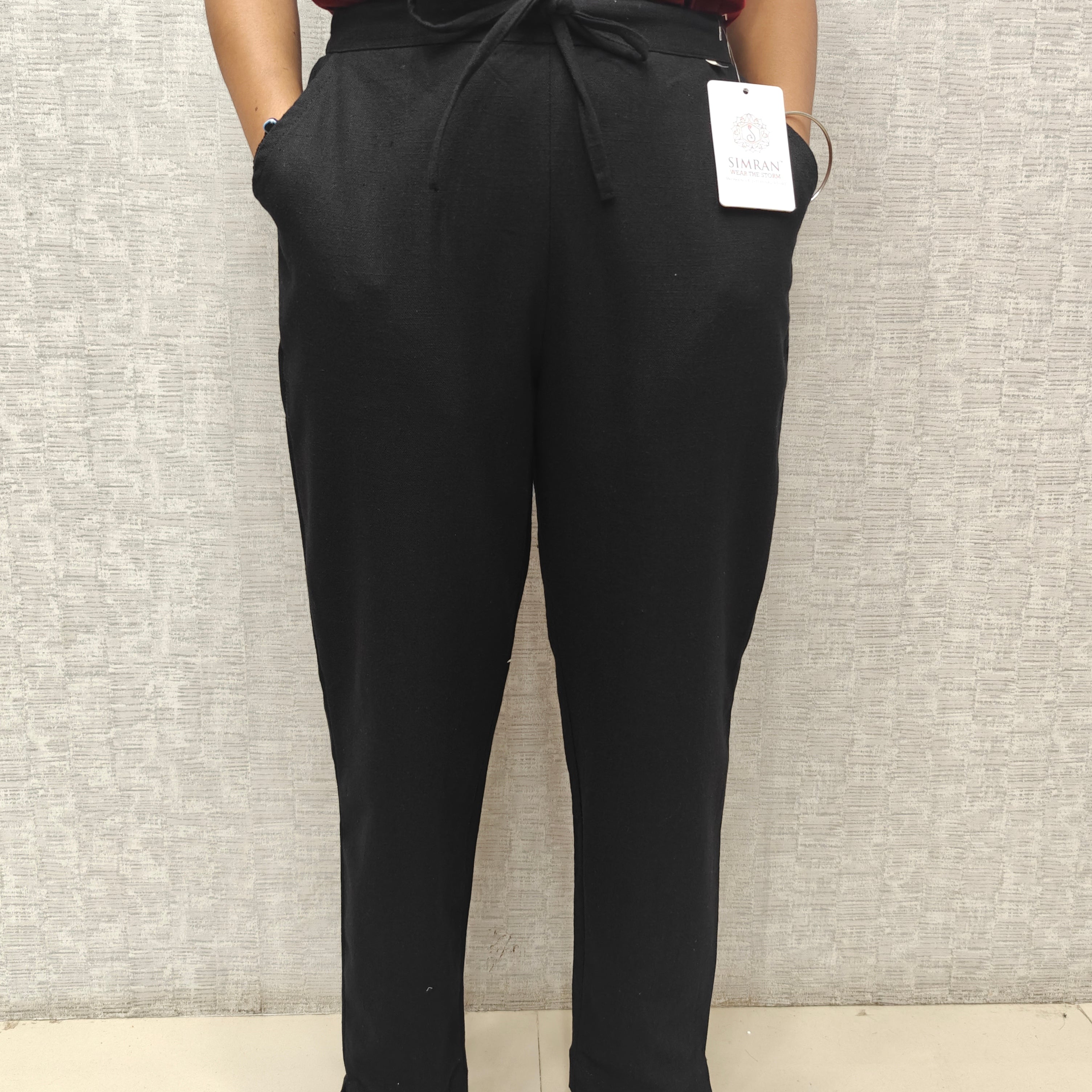 Linen Cotton Pants Black 011604