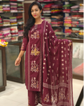 Pure Cotton  Kurti Plazo Dupatta Set 014354