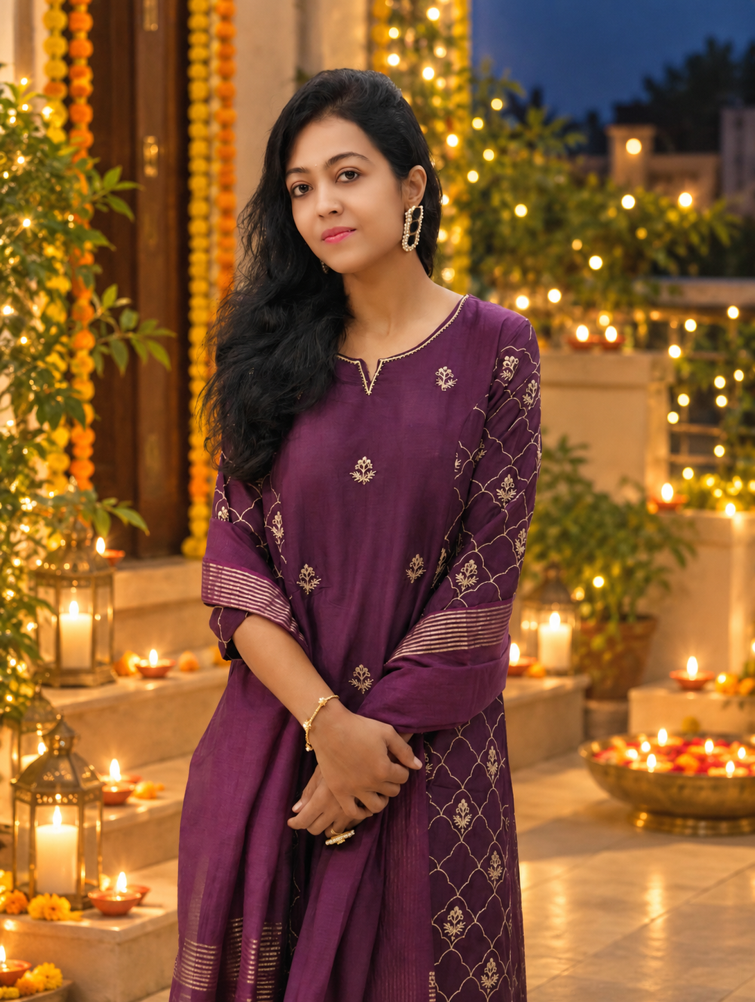 Mulchanderi A-Line Dress with Zari Thread Embroidery 017169